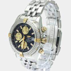 Pre Owned Breitling Black Yellow Gold Stainless Steel Chronomat B13356 Automatic Men's Wristwatch 44 mm