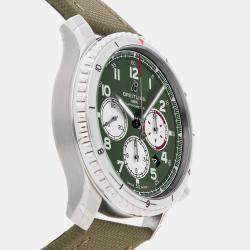 Breitling Green Stainless Steel Aviator Automatic Men's Wristwatch 43 mm