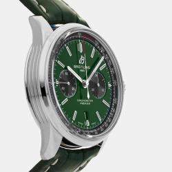 Breitling Green Stainless Steel Premier Automatic Men's Wristwatch 42 mm