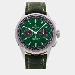 Breitling Green Stainless Steel Premier Automatic Men's Wristwatch 42 mm