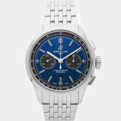 Breitling Blue Stainless Steel Premier AB0118A61C1A1 Automatic Men's Wristwatch 42 mm