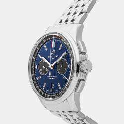 Breitling Blue Stainless Steel Premier AB0118A61C1A1 Automatic Men's Wristwatch 42 mm