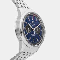 Breitling Blue Stainless Steel Premier AB0118A61C1A1 Automatic Men's Wristwatch 42 mm