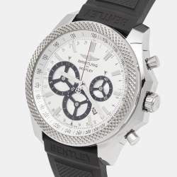 Breitling for Bentley Silver Stainless Steel Rubber Barnato Racing A25366 Men's Wristwatch 49 mm