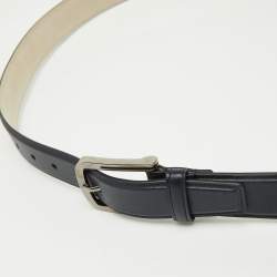 Brioni Navy Blue Leather Buckle Belt 110CM