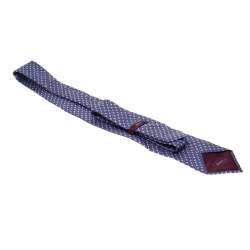 Pre Owned Brioni Burgundy and Blue Floral Motif Silk Jacquard Tie