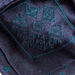 مملوكة مسبقًا ربطة عنق بريوني حرير أيقونة جاكار أخضر وأزرق