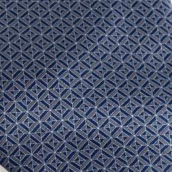 مملوكة مسبقًا طقم منديل جيب وربطة عنق بريوني حرير نمط هندسي أزرق