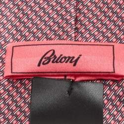 مملوكة مسبقًا Brioni Pink Printed Silk Classic Tie