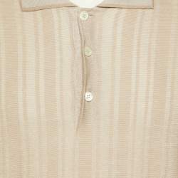 Pre Owned Brioni Beige Melange Knit Polo T-Shirt L
