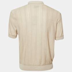 Pre Owned Brioni Beige Melange Knit Polo T-Shirt L