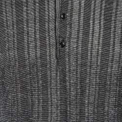 مملوكة مسبقًا تي شيرت بريوني بولو حياكة قطن وكتان مقلم بلون واحد مقاس كبير جداً