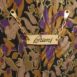 Brioni Brown Floral Printed Silk Tie 