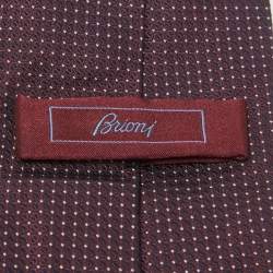 Brioni Burgundy Dot Pattern Silk ClassicTie