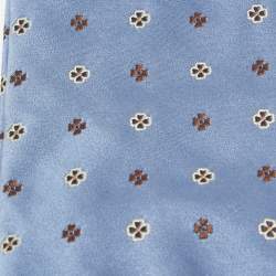 Pre Owned Brioni Blue Floral Jacquard Silk Traditional Tie