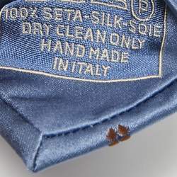 Pre Owned Brioni Blue Floral Jacquard Silk Traditional Tie