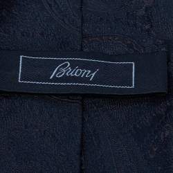 Pre Owned Brioni Blue Paisley Jacquard Silk Traditional Tie 