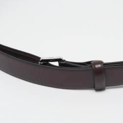 مملوكة مسبقًا Brioni Dark Brown Leather Buckle Belt 105CM