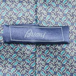 Brioni Blue Printed Satin Tie 