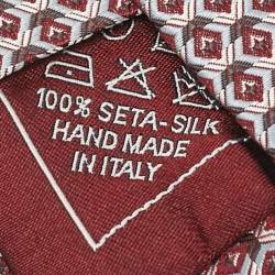 مملوكة مسبقًا Brioni Burgundy Patterned Silk Tie 