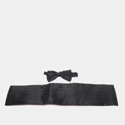 مملوكة مسبقًا Brioni Black Silk Cummerbund and Bow Tie Set XXL