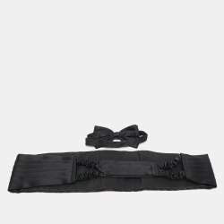 مملوكة مسبقًا Brioni Black Silk Cummerbund and Bow Tie Set XXL