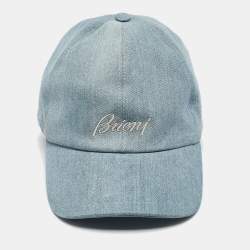 Brioni Blue Logo Embroidered Denim Baseball Cap Size 58