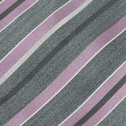 Pre Owned Brioni Grey/Purple Diagonal Striped Silk Classic Tie