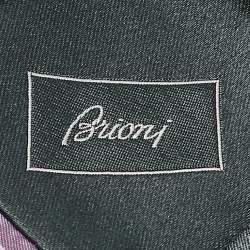 Pre Owned Brioni Grey/Purple Diagonal Striped Silk Classic Tie