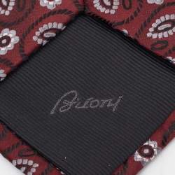 Pre Owned Brioni Maroon Floral Motif Silk Traditional Tie