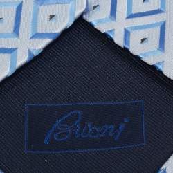 Brioni Blue Patterned Silk Tie 