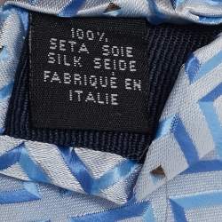 Brioni Blue Patterned Silk Tie 