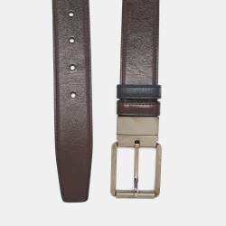Brioni Black/Brown Leather Cut to Size Reversible Buckle Belt