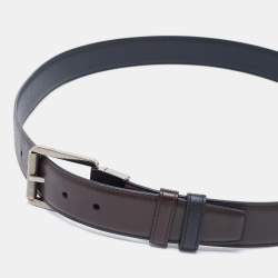 Brioni Black/Brown Leather Cut to Size Reversible Buckle Belt