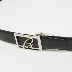 Brioni Black Leather Cut to Size Reversible Buckle Belt