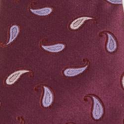 Brioni Burgundy Paisley Silk Traditional Tie 