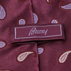 Brioni Burgundy Paisley Silk Traditional Tie 