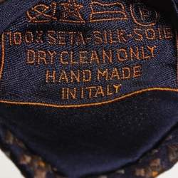 Pre Owned Brioni Brown/Blue Patterned Embroidered Silk Tie