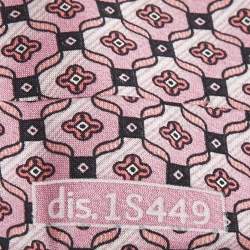 Brioni Pink Striped Floral Print Silk Tie
