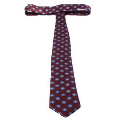 Pre Owned Brioni Red Floral Print Silk Tie