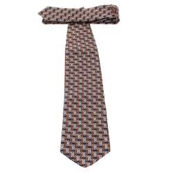 مملوكة مسبقًا Brioni Multicolor Geometric Print Silk Traditional Tie