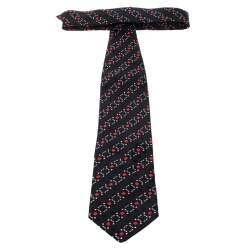 Brioni Black Geometirc Print Silk Traditional Tie