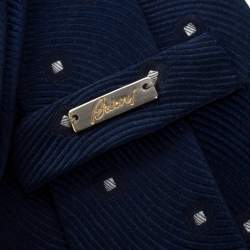 Pre Owned Brioni Vintage Space Blue Geometric Jacquard Silk Tie