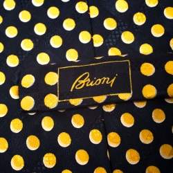 مملوكة مسبقًا Brioni Vintage Blue and Yellow Polka Dot Print Silk Tie