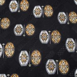 Pre Owned Brioni Vintage Black Ethic Motif Print Silk Tie