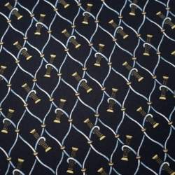 Pre Owned Brioni Vintage Navy Blue Vintage Printed Silk Tie