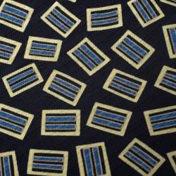 Brioni Vintage Navy Blue & Yellow Printed Silk Traditional Tie