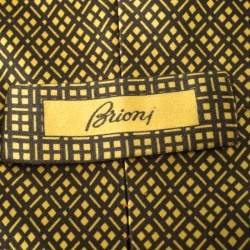 مملوكة مسبقًا ربطة عنق بريوني فينتدج تقليدية حرير نمط ألماس أصفر 