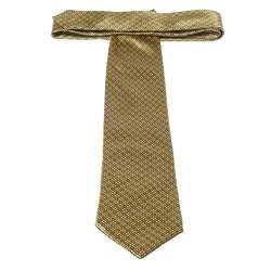 مملوكة مسبقًا ربطة عنق بريوني فينتدج تقليدية حرير نمط ألماس أصفر 