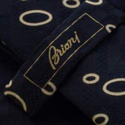 Pre Owned Brioni Vintage Navy Blue Circle Print Traditional Silk Tie